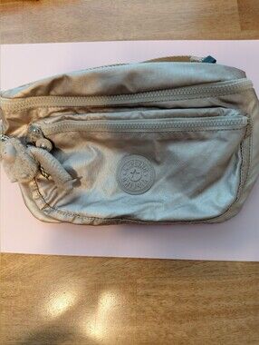 Kipling Beige Metallic Waist Bag with Monkey Charm